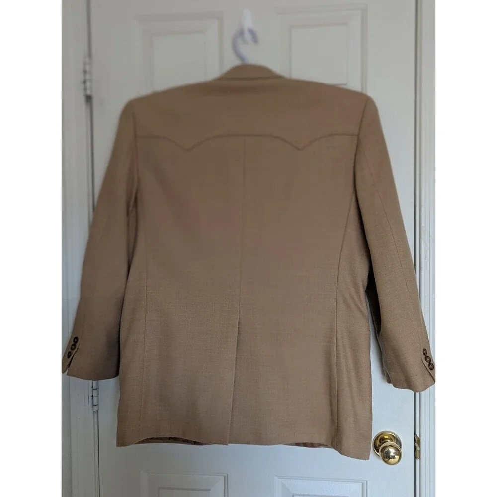 Circle S Western Wool Blazer Jacket 48L Carmel Brown Rodeo Sport Coat Pockets